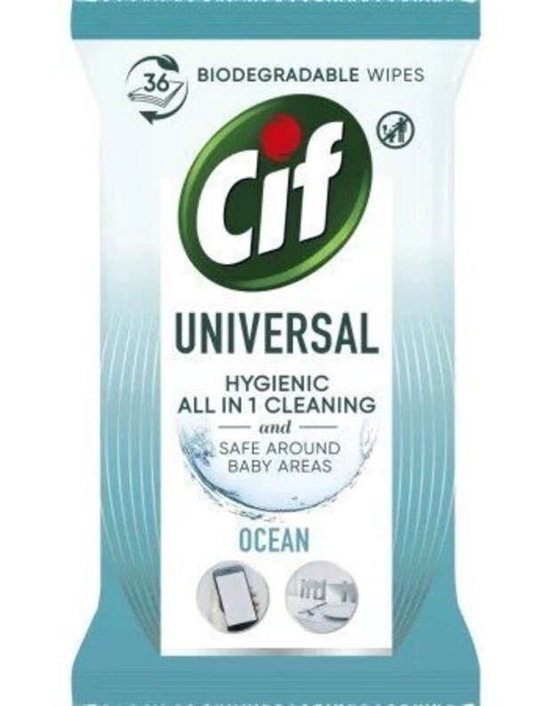 CIF ocean universalios drėgnos servetėlės, 60 vnt.